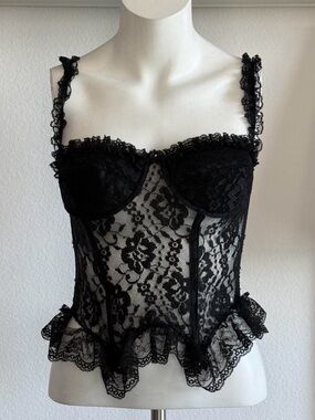 Vintage Inner Most Sears Black Lace Bustier Corset Top